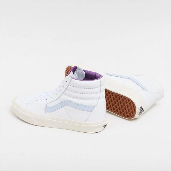 Vans SK8-Hi logo-patch sneakers white/blue size 9.5 New Without Box - Picture 2 of 7